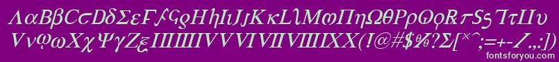 AchillesItalic Font – Green Fonts on Purple Background