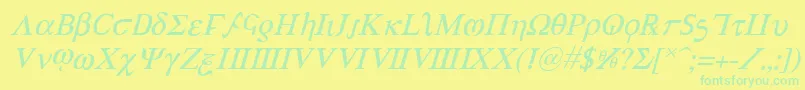 AchillesItalic Font – Green Fonts on Yellow Background