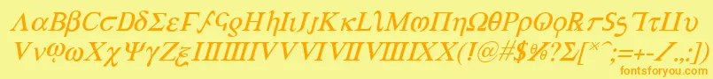 AchillesItalic Font – Orange Fonts on Yellow Background