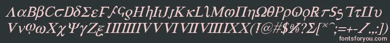 Fonte AchillesItalic – fontes rosa em um fundo preto
