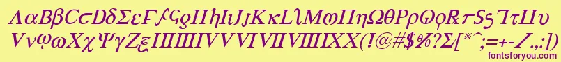 AchillesItalic Font – Purple Fonts on Yellow Background