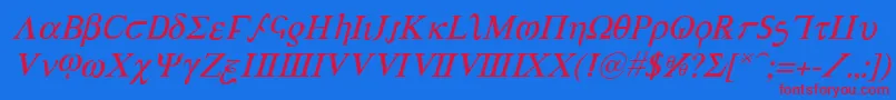 AchillesItalic Font – Red Fonts on Blue Background