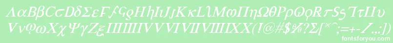 Czcionka AchillesItalic – białe czcionki na zielonym tle
