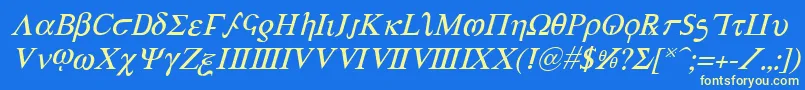 AchillesItalic Font – Yellow Fonts on Blue Background