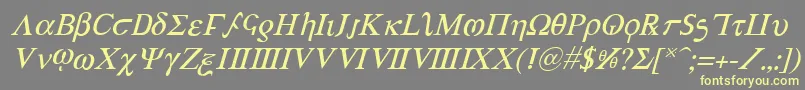 AchillesItalic-fontti – keltaiset fontit harmaalla taustalla