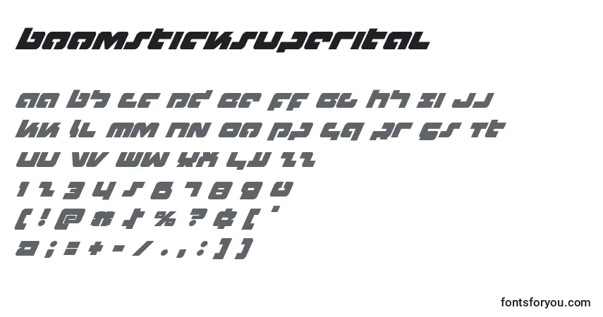 Schriftart Boomsticksuperital – Alphabet, Zahlen, spezielle Symbole