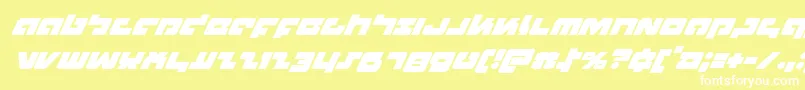Boomsticksuperital-Schriftart – Weiße Schriften auf gelbem Hintergrund