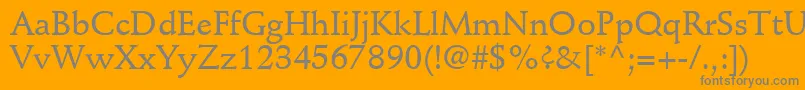 Fonte DeutchMediumSsiMedium – fontes cinzas em um fundo laranja
