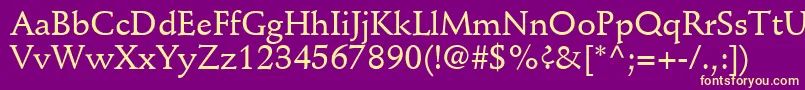 DeutchMediumSsiMedium-Schriftart – Gelbe Schriften auf violettem Hintergrund