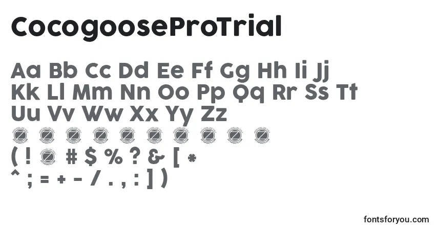 Шрифт CocogooseProTrial – алфавит, цифры, специальные символы