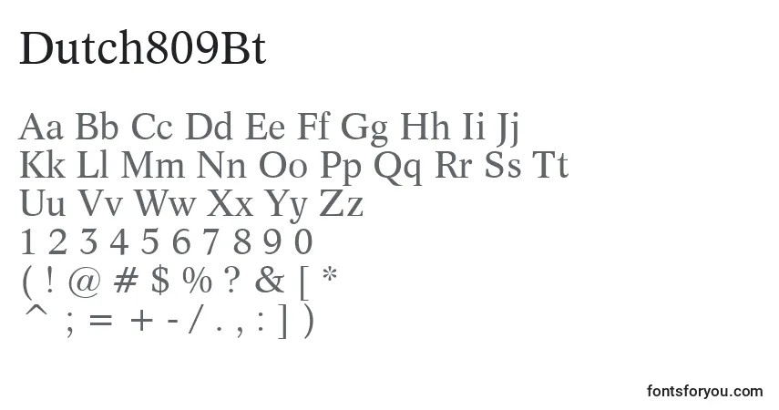 Czcionka Dutch809Bt – alfabet, cyfry, specjalne znaki