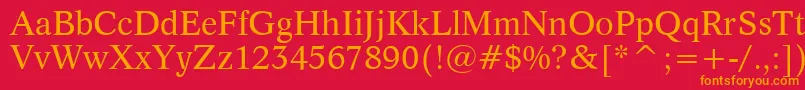 Dutch809Bt-Schriftart – Orangefarbene Schriften auf rotem Hintergrund