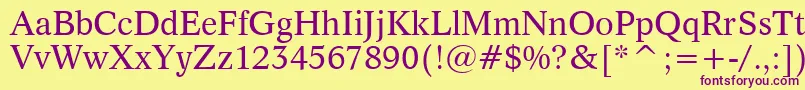 Dutch809Bt-Schriftart – Violette Schriften auf gelbem Hintergrund