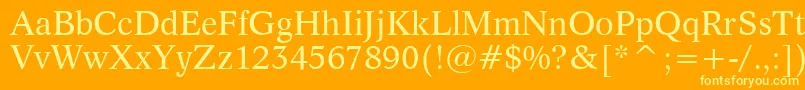 Saiba mais sobre a fonte Dutch809Bt Fonte Dutch809Bt – fontes amarelas em um fundo laranja