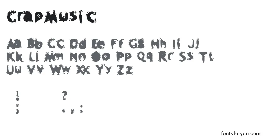 A fonte CrapMusic – alfabeto, números, caracteres especiais