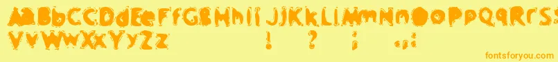 CrapMusic-Schriftart – Orangefarbene Schriften auf gelbem Hintergrund