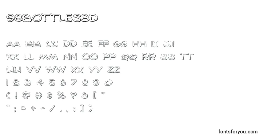 Schriftart 98bottles3D – Alphabet, Zahlen, spezielle Symbole