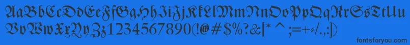 ZentenarFraktur-Schriftart – Schwarze Schriften auf blauem Hintergrund