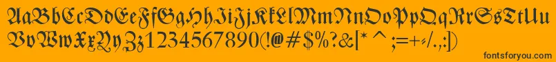 ZentenarFraktur-Schriftart – Schwarze Schriften auf orangefarbenem Hintergrund