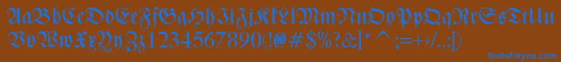 ZentenarFraktur-Schriftart – Blaue Schriften auf braunem Hintergrund