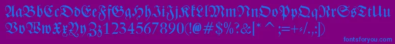 ZentenarFraktur-Schriftart – Blaue Schriften auf violettem Hintergrund