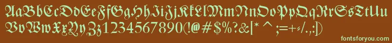 ZentenarFraktur Font – Green Fonts on Brown Background