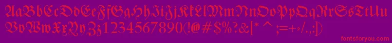 ZentenarFraktur Font – Red Fonts on Purple Background