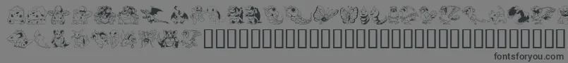 PokemonKiddyDing-Schriftart – Schwarze Schriften auf grauem Hintergrund