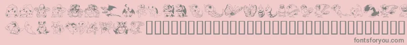 PokemonKiddyDing-Schriftart – Graue Schriften auf rosa Hintergrund