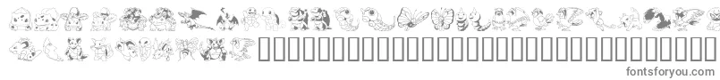PokemonKiddyDing-fontti – harmaat kirjasimet valkoisella taustalla