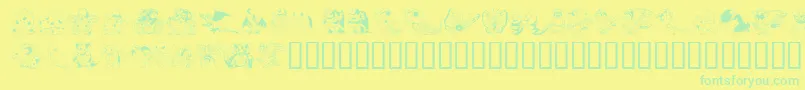 フォントPokemonKiddyDing – 黄色い背景に緑の文字