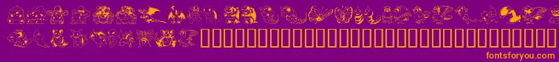 フォントPokemonKiddyDing – 紫色の背景にオレンジのフォント
