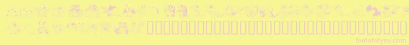 フォントPokemonKiddyDing – ピンクのフォント、黄色の背景