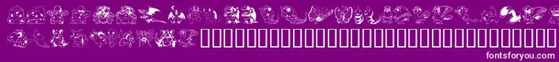 Weitere Informationen zur PokemonKiddyDing-Schriftart PokemonKiddyDing-Schriftart – Weiße Schriften auf violettem Hintergrund