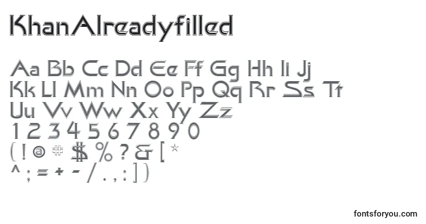 Czcionka KhanAlreadyfilled – alfabet, cyfry, specjalne znaki