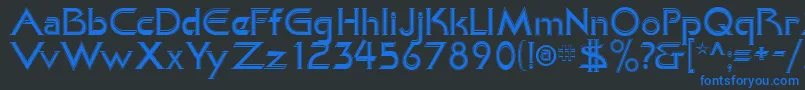 Шрифт KhanAlreadyfilled – синие шрифты на чёрном фоне