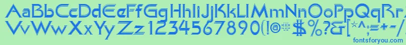 Шрифт KhanAlreadyfilled – синие шрифты на зелёном фоне