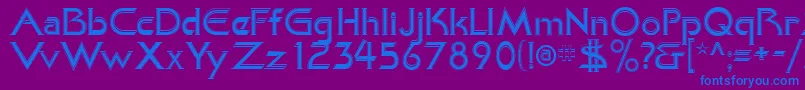 KhanAlreadyfilled-Schriftart – Blaue Schriften auf violettem Hintergrund