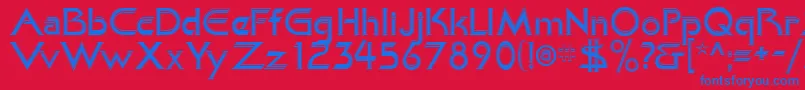 フォントKhanAlreadyfilled – 赤い背景に青い文字