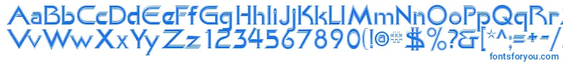 KhanAlreadyfilled-Schriftart – Blaue Schriften auf weißem Hintergrund