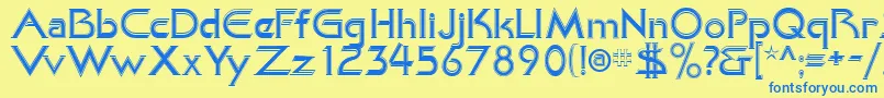 KhanAlreadyfilled Font – Blue Fonts on Yellow Background