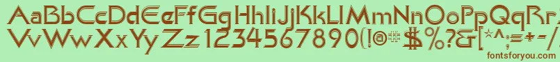 フォントKhanAlreadyfilled – 緑の背景に茶色のフォント