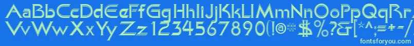 KhanAlreadyfilled Font – Green Fonts on Blue Background