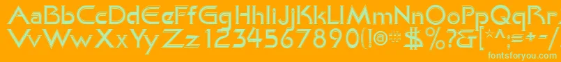 フォントKhanAlreadyfilled – オレンジの背景に緑のフォント