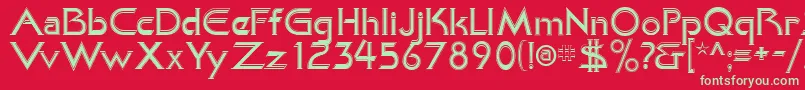 フォントKhanAlreadyfilled – 赤い背景に緑の文字