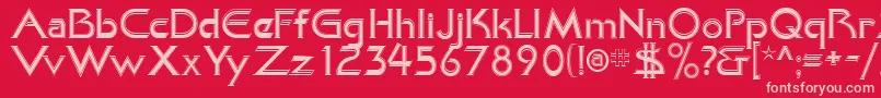 KhanAlreadyfilled-Schriftart – Rosa Schriften auf rotem Hintergrund