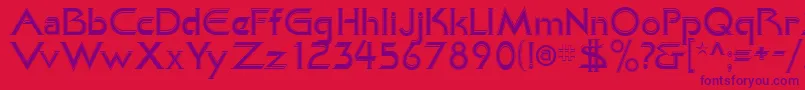 フォントKhanAlreadyfilled – 赤い背景に紫のフォント