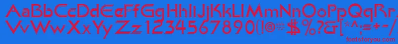 KhanAlreadyfilled Font – Red Fonts on Blue Background