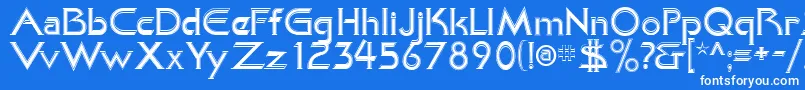 KhanAlreadyfilled-fontti – valkoiset fontit sinisellä taustalla