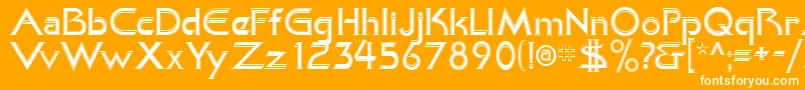 KhanAlreadyfilled-Schriftart – Weiße Schriften auf orangefarbenem Hintergrund